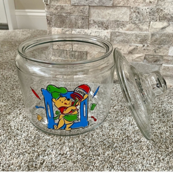 Vintage Winnie the Pooh Chef Glass CookieJar 1990's MINT - Picture 2 of 11